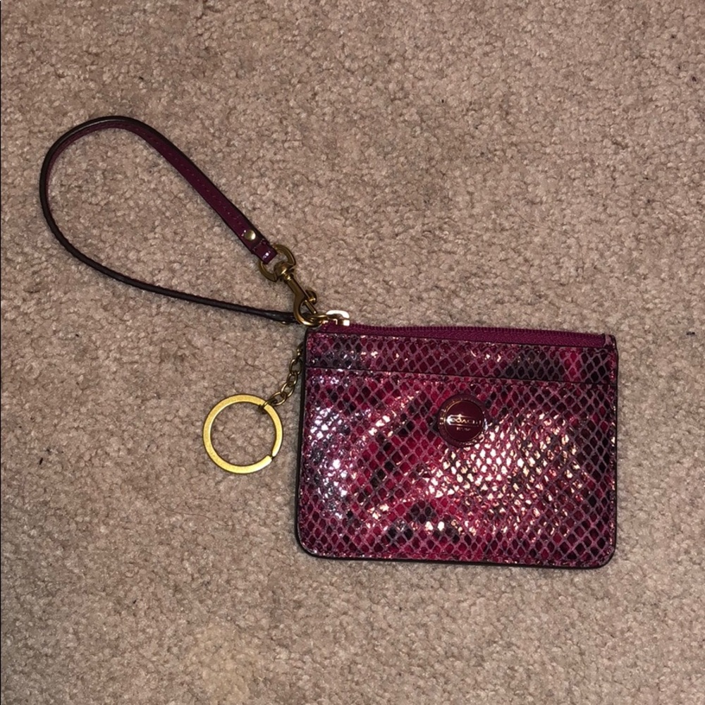 Coach exotic leather skinny wristlet wallet